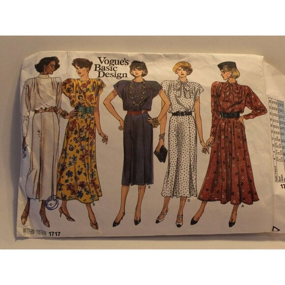 Vogue Basic Design Sewing Pattern 1717, Size 8, 10, 12, Misses, Dress, Loose Fit - Picture 1 of 5